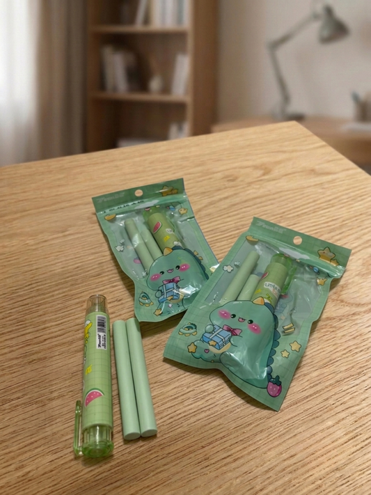 Cute Dragon Push Down Eraser With 2 Refills